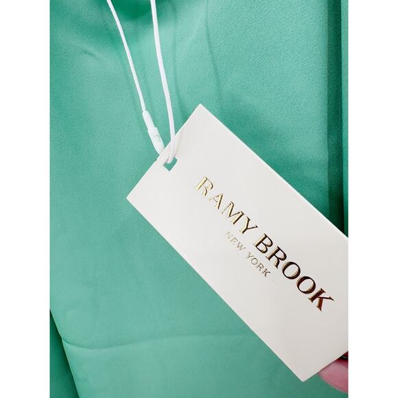 RAMY BROOK Top NEW Size M Abigail Cowl Neck Tank $195 Satin Green - Picture 2 of 5